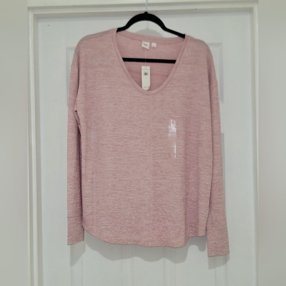 NWT Gap Factory Women's Long Sleeve Softspun U-neck Tunic, Large, Pink